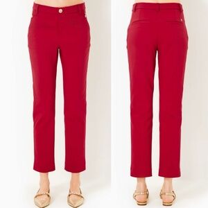 Lilly Pulitzer Ana High Rise Pants Size 16 Malbec Red Stretch